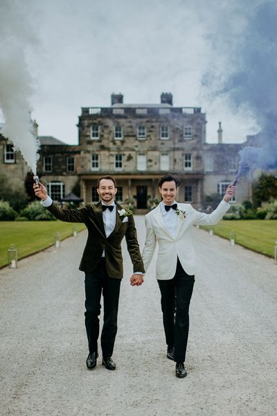 Birdsall house LGBTQI+ wedding with smoke bombs