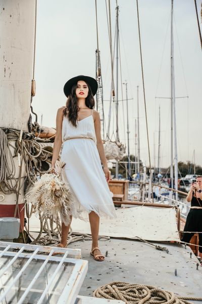 Heybridge Basin nautical wedding inspiration with sustainable wedding fashion by 29 Atelier London captured by Jacqulyn Hamilton Photography