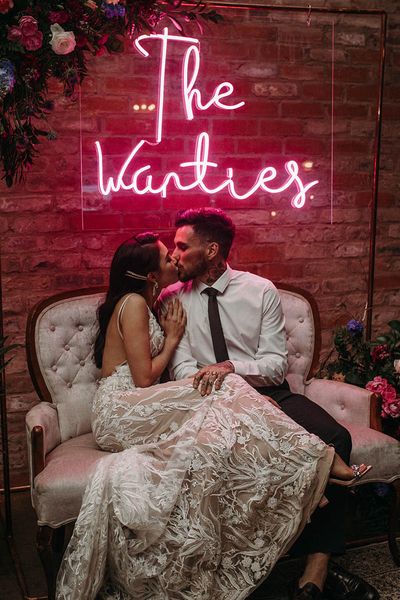 Pink personalised Neon wedding sign