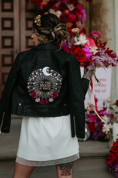 Wedding leather jacket with custom design by Niamh Designs