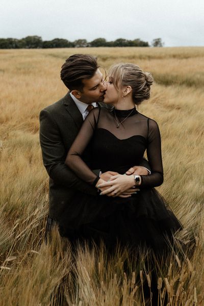 Black Long Sleeve Wedding Dress