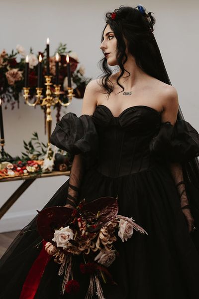 bride-in-black-wedding-dress-for-halloween-wedding