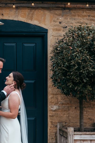 Cotswold wedding with black tux and black bridesmaid dresses by Samantha Alice Photography