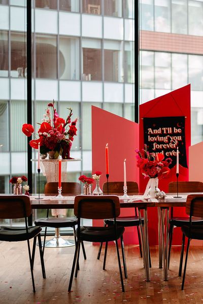 Pink and Red Stylish Reception at HOME Manchester by Matt Embee Photography