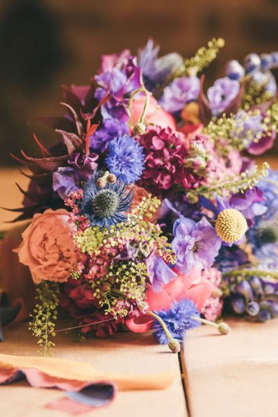 Jewel colours bouquet.  Image by Outside & Instant.