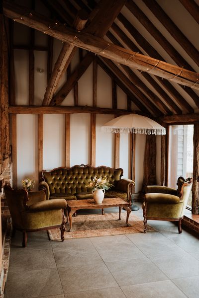 Locate to Create 'Glorious Green' Vintage Seating Area - Photographer Nicola Dawson, Florist Moody Blooms, Venue The Oak Barn Frame Farm