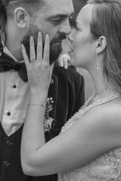 black and white portait of bride and groom by Magical Shot