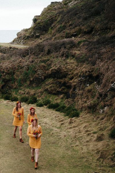 Yellow Bridesmaids Dresses For A Moroccan Inspired Wedding By The Sea // Images By Ben Selway Photography // Prussia Cove Cornwall