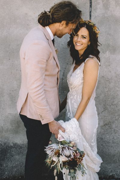 Groom In Pink Jacket // Image By Carrie Lavers Photography