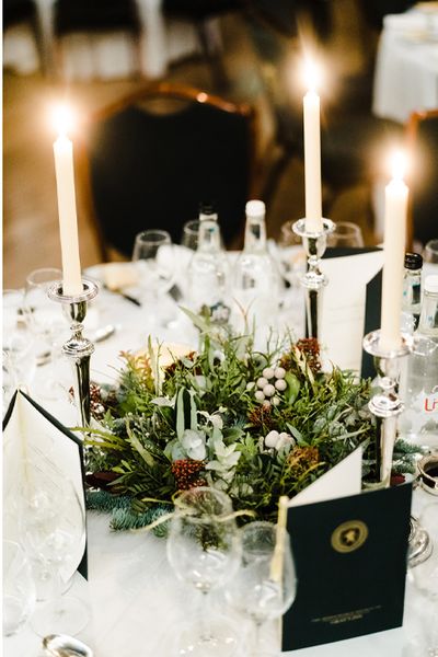 Candle Lit Christmas Wedding at Gray's Inn London with Christmas Carols & Festive Wreaths | San Patrick Bridal Gown | Tweed Suit | John Barwood Photography