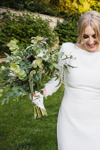 Bride In Minimal Wedding Dress