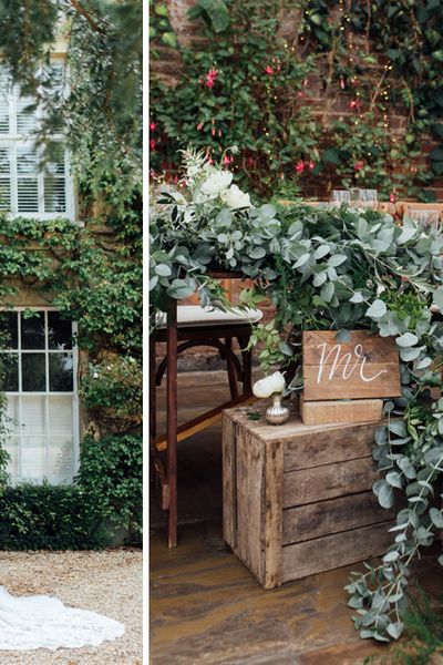 Boho meets French Rustic at Northbrook Park in Surrey | Bride wears Made With Love | Tumbling Foliage and Big White Blooms | Images by Charlotte Bryer-Ash