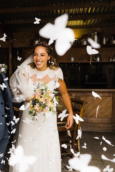 Lace KatyaKatya Dress for Tipi Wedding at Fforest Farm | Christian Louboutin Shoes | ASOS Bridesmaids Dresses | Claudia Rose Carter Photography