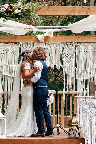 Macrame Decor, Vintage Caravan Photobooth and Five-Tier Naked Wedding Cake for Boho Wedding in Woodlands, shot by Freckle Photography