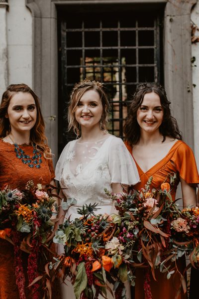 Autumnal Colour Scheme for a Gothic Wedding in London with Story of My Dress Bridal Gown and Doughnut Wall, shot by Camilla Andrea Photography