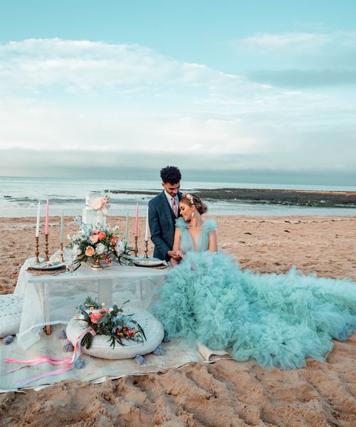 Mint Green Wedding Dress at Beach Rock My Wedding