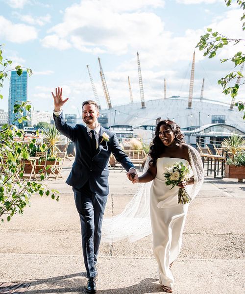 JESUS PEIRO tulle wedding cape at Trinity buoy wharf wedding