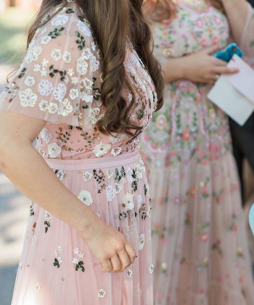 pink embellished bridesmaid dresses