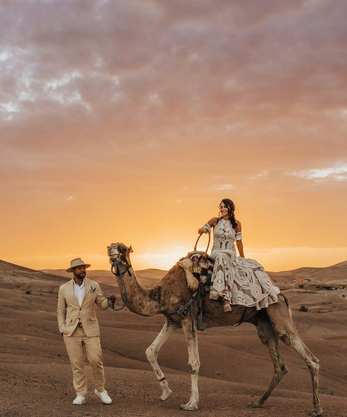 Marrakech desert elopment wedding with camel rides
