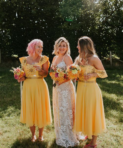 canary yellow bridesmaid dresses hayley savage photography