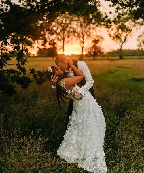 Reymerston Hall wedding with golden hour photos of bride and groom
