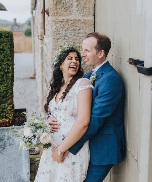 Floral Savin London Amelia dress for a whimsical wedding at The Tithe Barn, Bolton Abbey