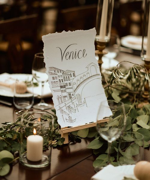 Classic, location, musical, rustic wedding table name ideas.