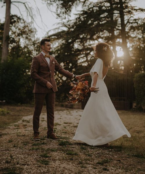 Brown wedding suit