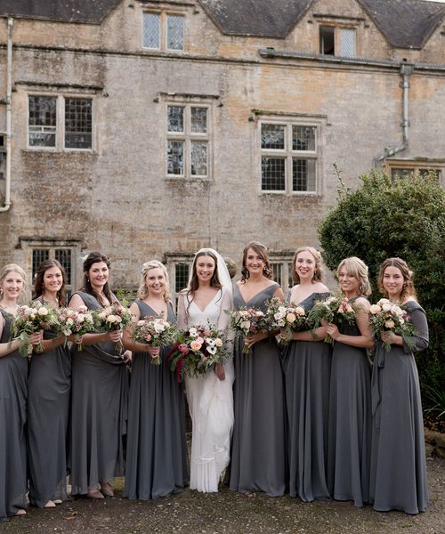 Blush and grey bridesmaid dresses best sale