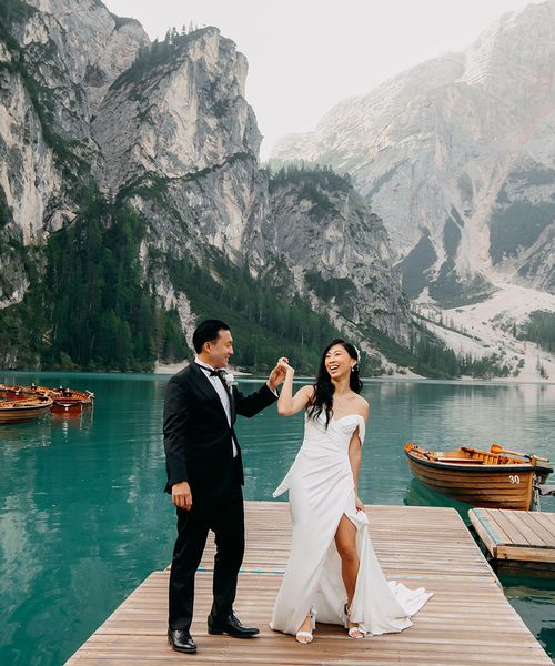 The Dolomites in Italy wedding with lakeside ceremony