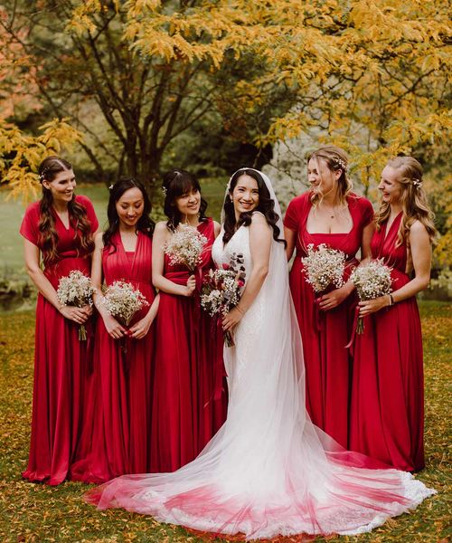 red lace wedding dress