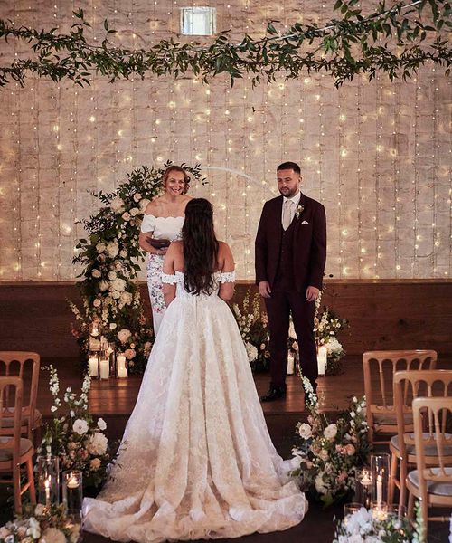 East Riddlesden Hall rustic Italian inspired wedding inspiration with greenery, lights and candles by Jennifer Thoburn Photography