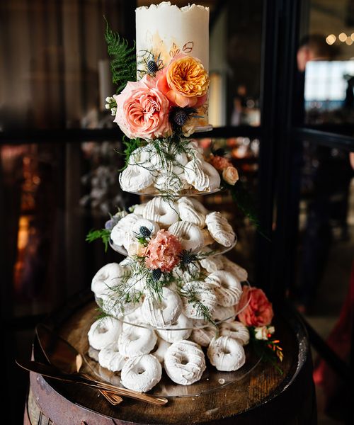 Doughnut tower inspiration as a wedding cake alternative for Botley Hill Barn wedding.