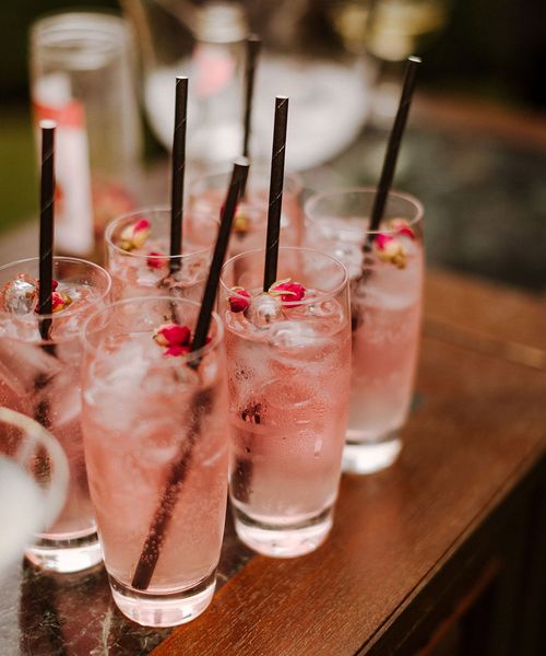 Pink wedding mocktails