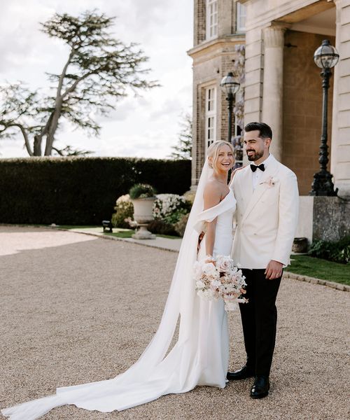 bride and groom at Hedsor House black tie wedding