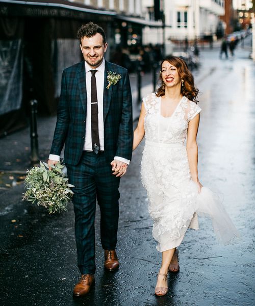 Phase Eight Wedding Dress with Foliage Bouquet at Finsbury Town Hall