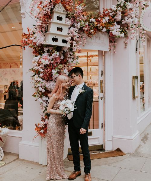 Pink Sequin Wedding Dress