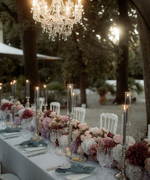 pastel wedding tablescape at Tuscany wedding