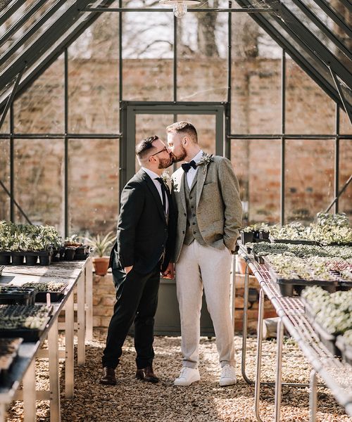 Elmore Court in Gloucester gay wedding with monochrome styling