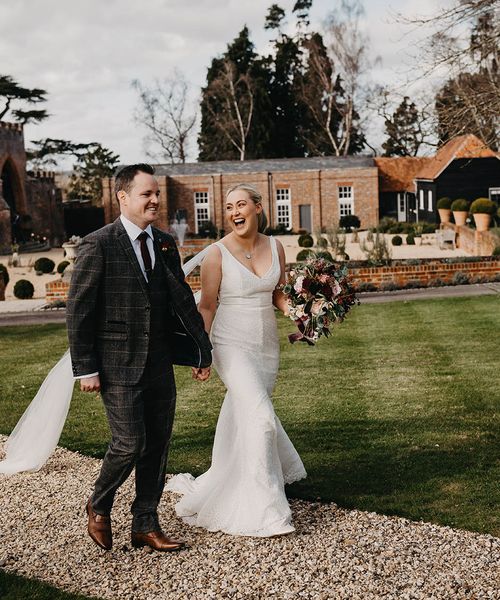 Karen Willis Holmes wedding dress worn by bride for spring wedding at Wasing Park.