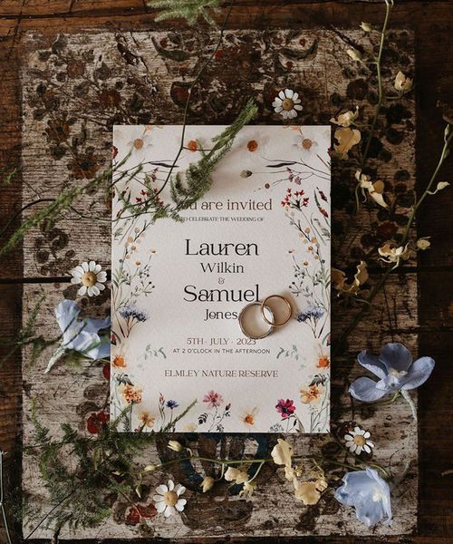 wildflower theme wedding invitation