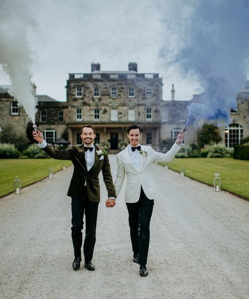 Birdsall house LGBTQI+ wedding with smoke bombs