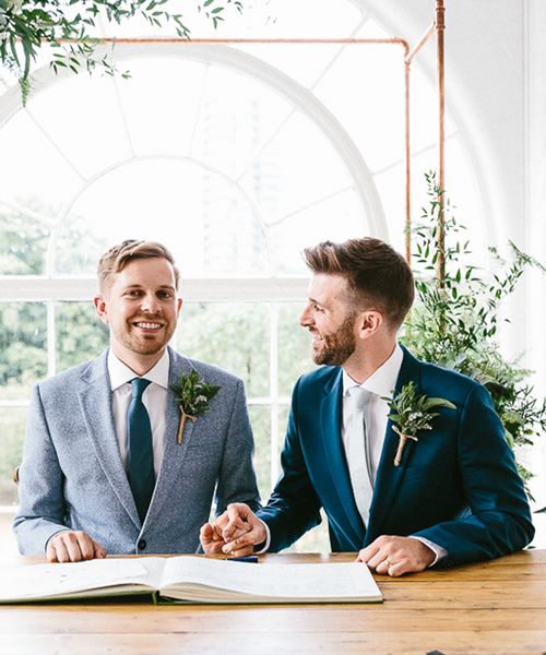 same sex wedding with industrial styling at wimborne house