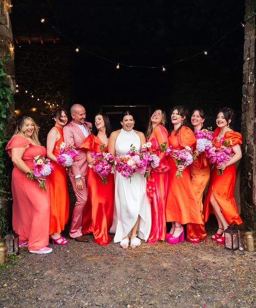 Ash Barton Estate wedding with orange bridesmaid dresses