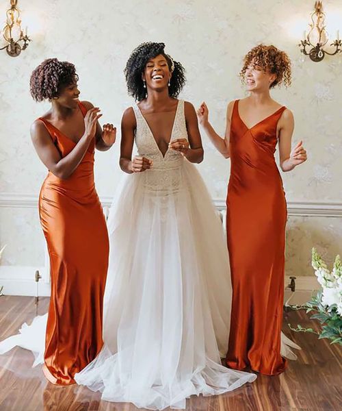 Orange long dresses wedding hotsell