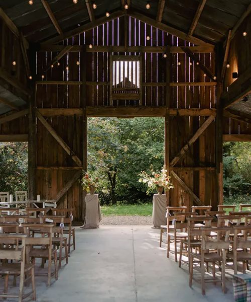 indoor barn ceremony area at nancarrow farm in cornwall