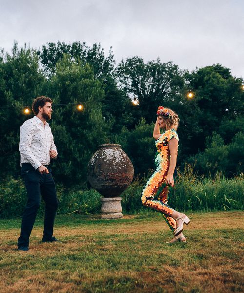 Bride In Sequinned Jumpsuit