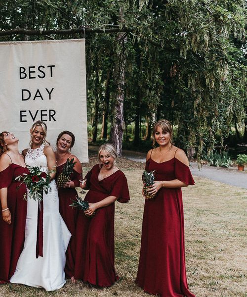 Nottinghamshire Wedding with Spanish Vibes and Rewritten Bridesmaids Dresses | Essence of Australia Gown | The Pumping House | Kev Elkins Photography