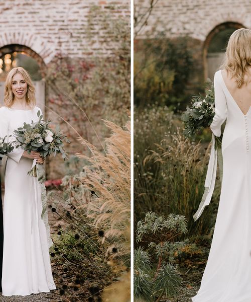 Emerald Green Bridesmaid Dress for a Winter Wedding at Middleton Lodge with Bride in Andrea Hawkes, shot by Georgina Harrison Photography