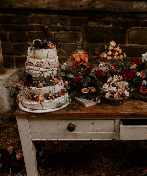 Bohemian Wedding Inspiration with Vintage Dresser Dessert Table